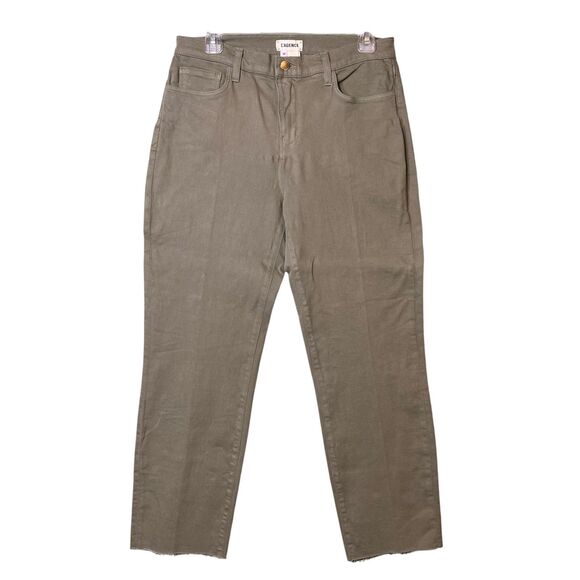 L'Agence Sada Jeans Womens 30 Green Basil Cropped High Rise Slim Raw Hem Pants - Picture 3 of 11